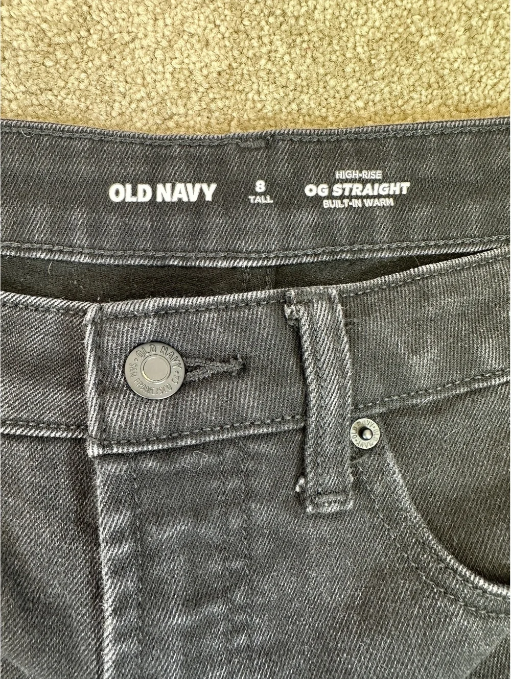 Women’s Sz 8 Tall Old Navy High Rise Black Denim OG Straight Tapered 30x30